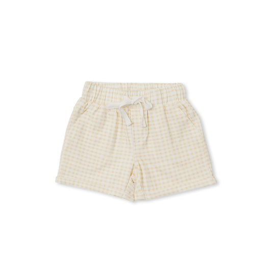 Cary Pocket Shorts - Beige Gingham - Indigo & Lellow Store