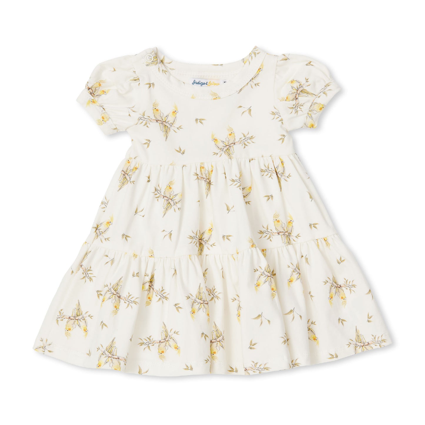 Eden Tier Dress - Cockatiels - Indigo & Lellow Store