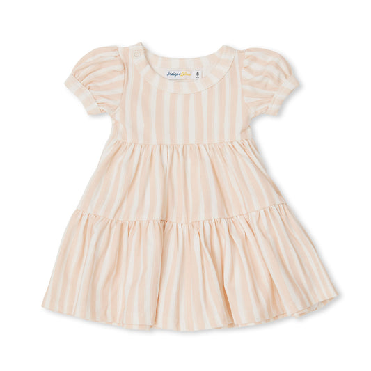 Eden Tier Dress - Dusty Pink Stripes - Indigo & Lellow Store