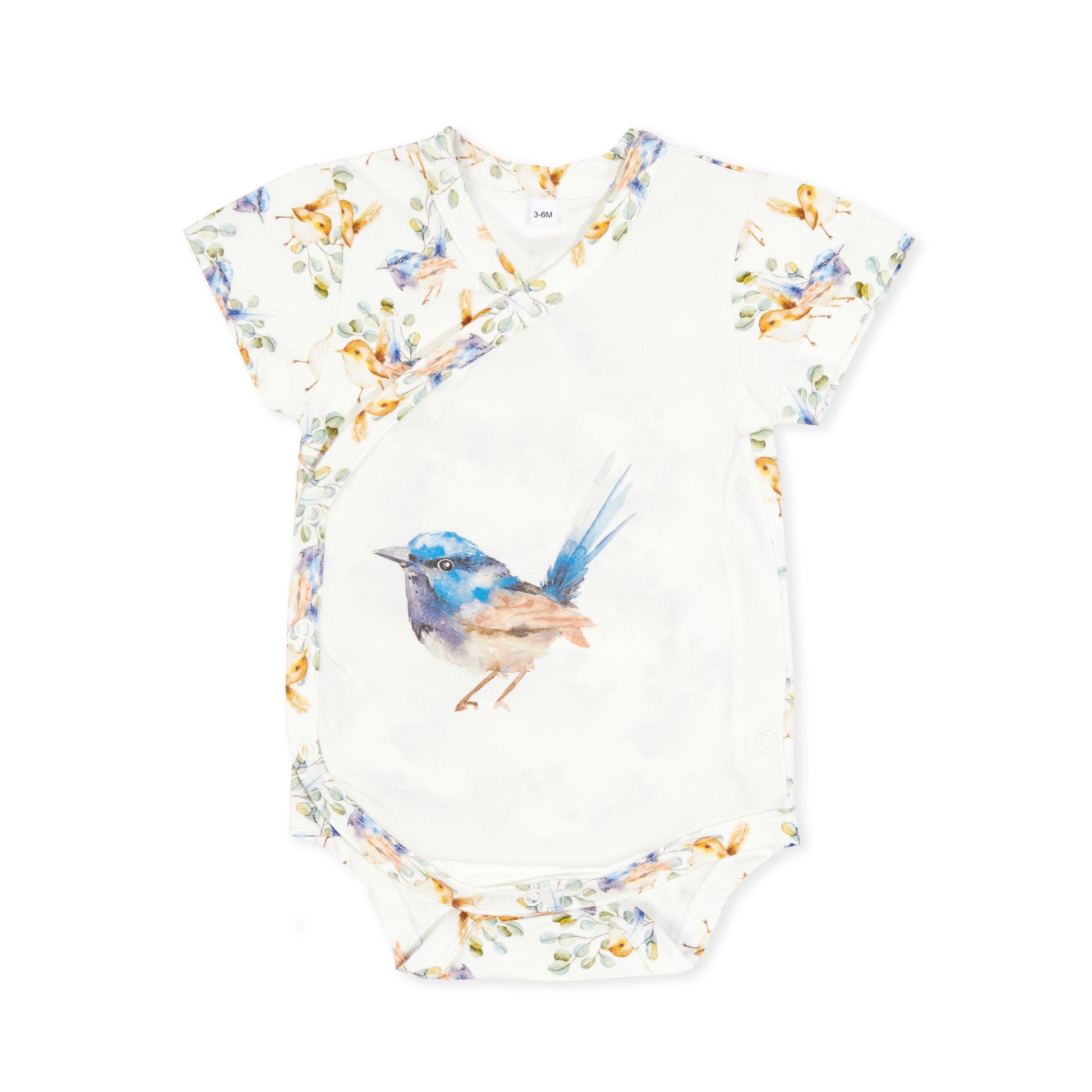 Charlie Kimono Bodysuit - Fairy Wrens - Indigo & Lellow Store