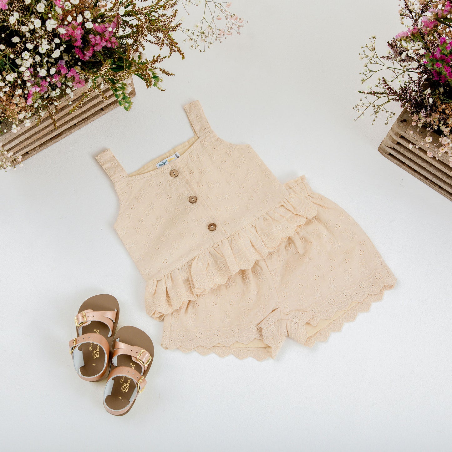 Charlotte Broderie Top - Cream - Indigo & Lellow Store