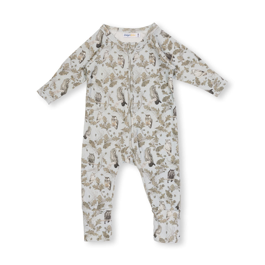Payton LS Zipsuit - Owls - Indigo & Lellow Store