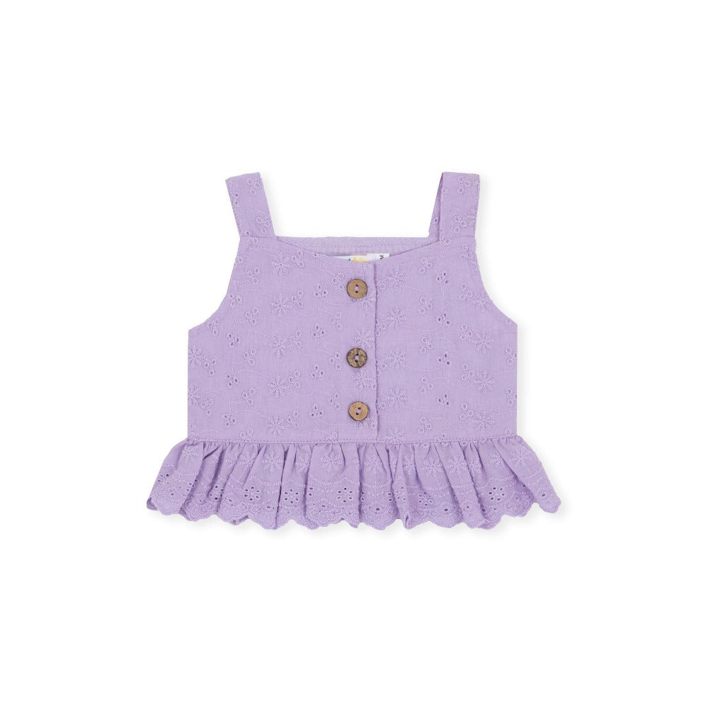 Charlotte Broderie Top - Purple - Indigo & Lellow Store