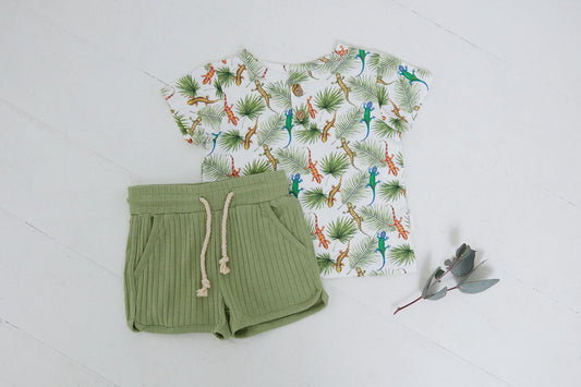 Corey Pocket Shorts  - Rib Fern Green - Indigo & Lellow Store