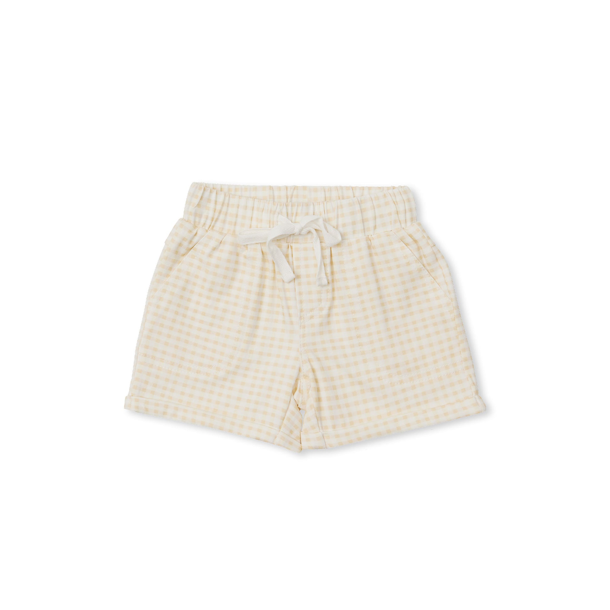 Cary Pocket Shorts - Beige Gingham - Indigo & Lellow Store