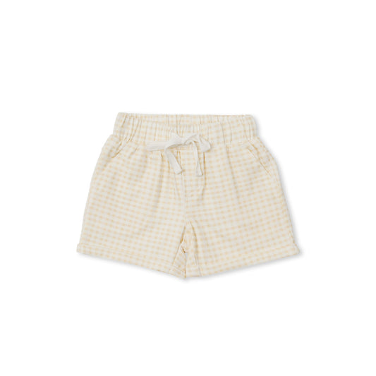 Cary Pocket Shorts - Beige Gingham - Indigo & Lellow Store
