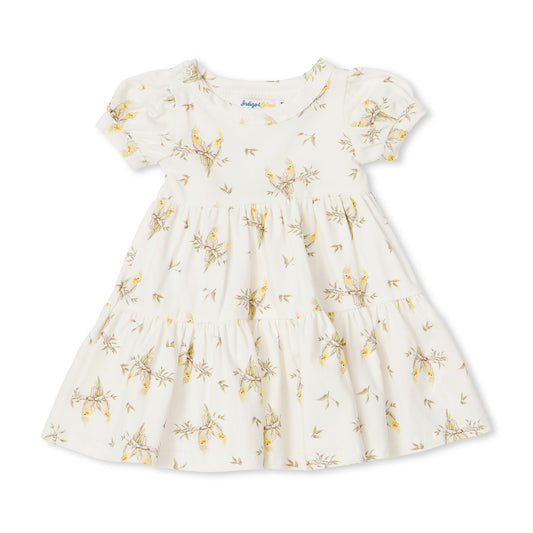 Eden Tier Dress - Cockatiels - Indigo & Lellow Store