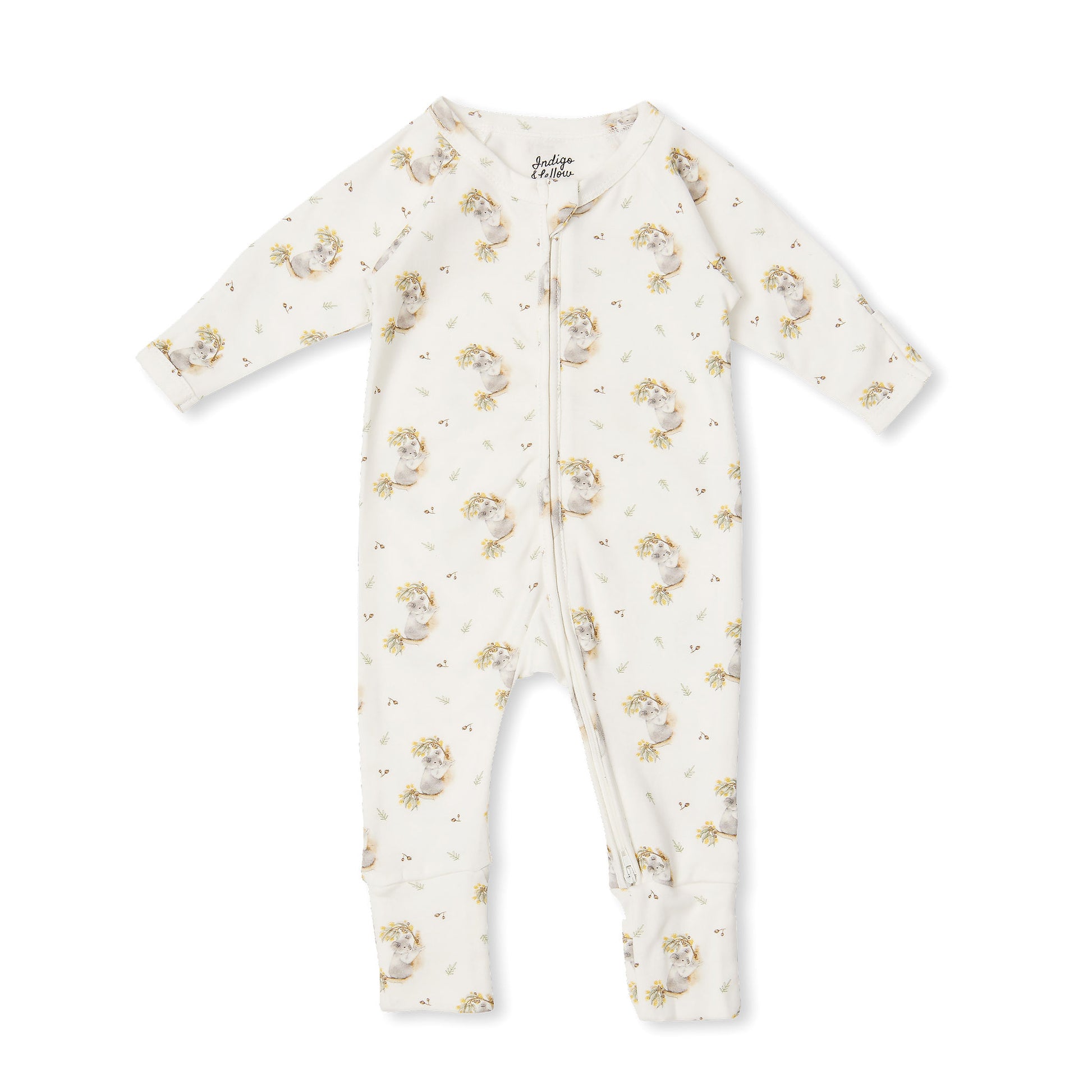 Payton LS Zipsuit - Koala Gumnut - Indigo & Lellow Store