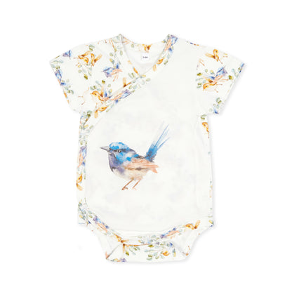 Charlie Kimono Bodysuit - Fairy Wrens - Indigo & Lellow Store