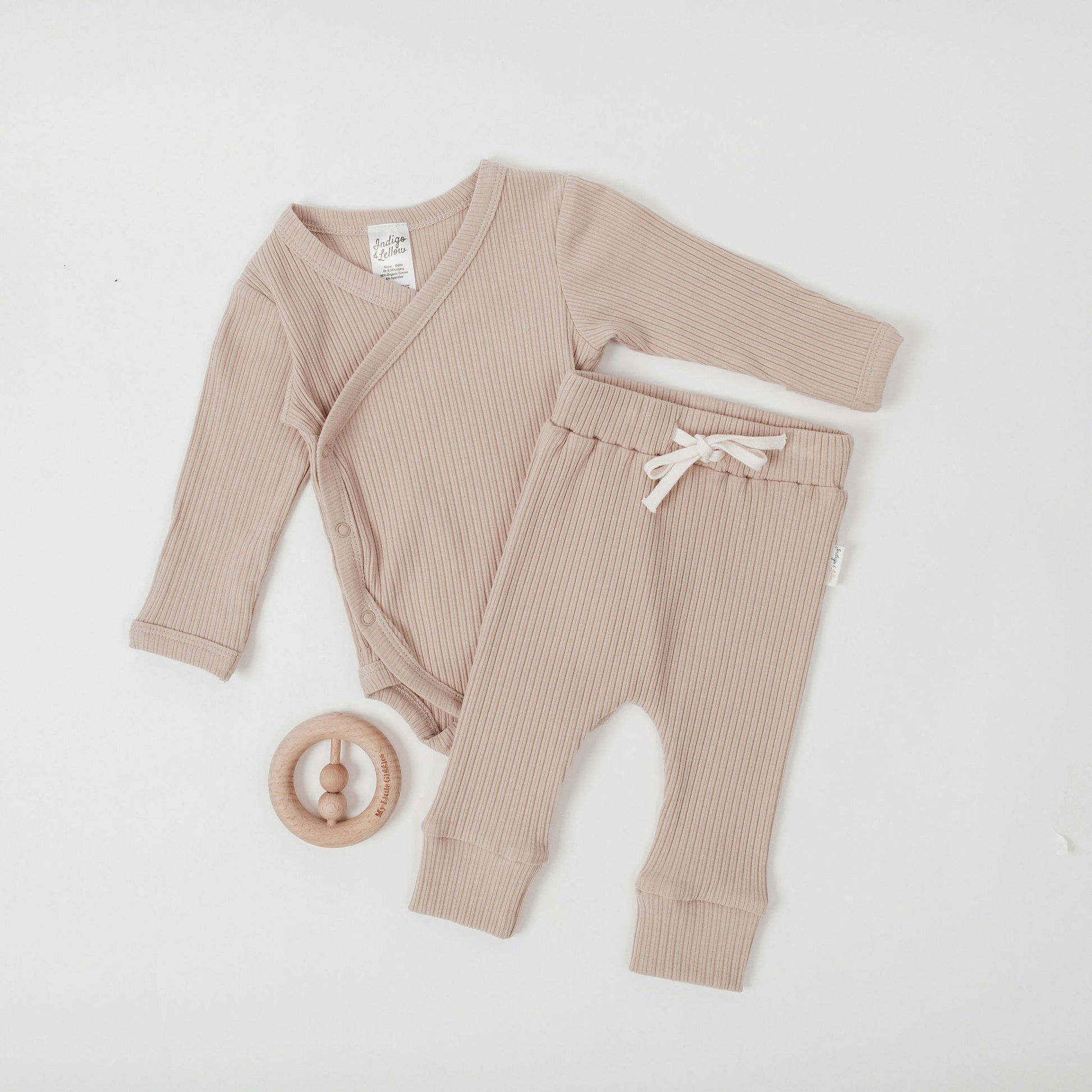 Kris Kimono LS Bodysuit - Ribbed Beige - Indigo & Lellow Store