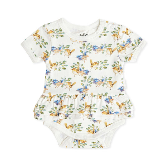 Julie Ruffle Bodysuit - Fairy Wrens - Indigo & Lellow Store