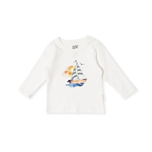 Brooklyn LS Tee - Sailboat - Indigo & Lellow Store