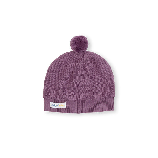 Pom Pom Knit Beanie - Mulberry - Indigo & Lellow Store