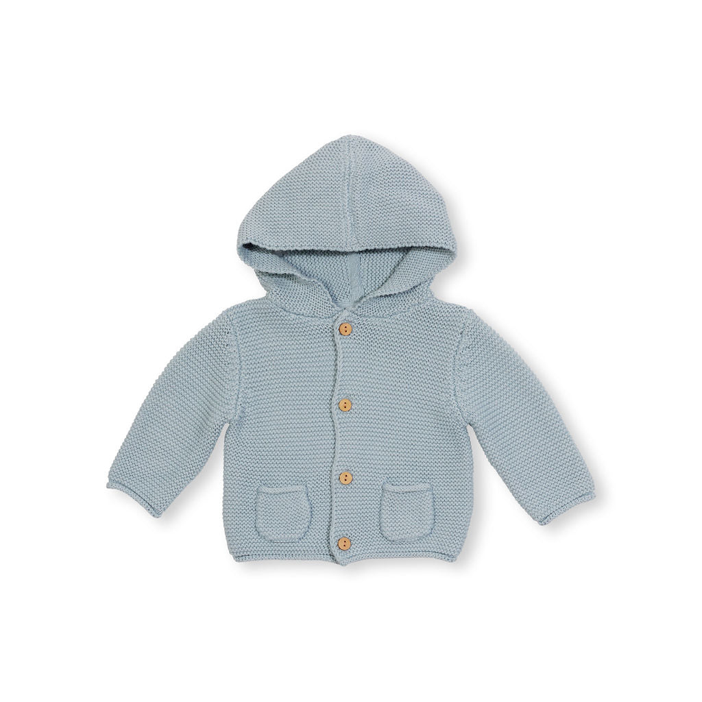 Aubrey Hooded Cardigan - Blue Grey - Indigo & Lellow Store