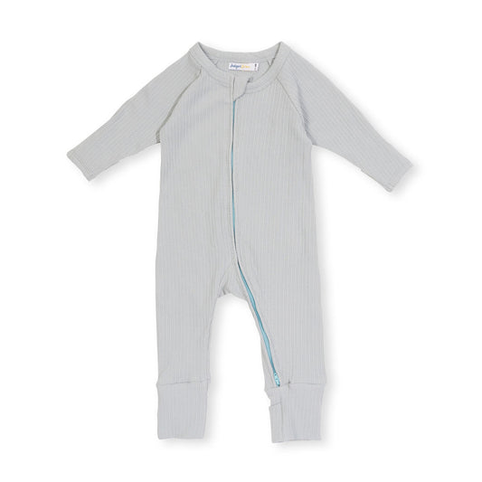 Payton LS Zipsuit - Ribbed Blue grey - Indigo & Lellow Store