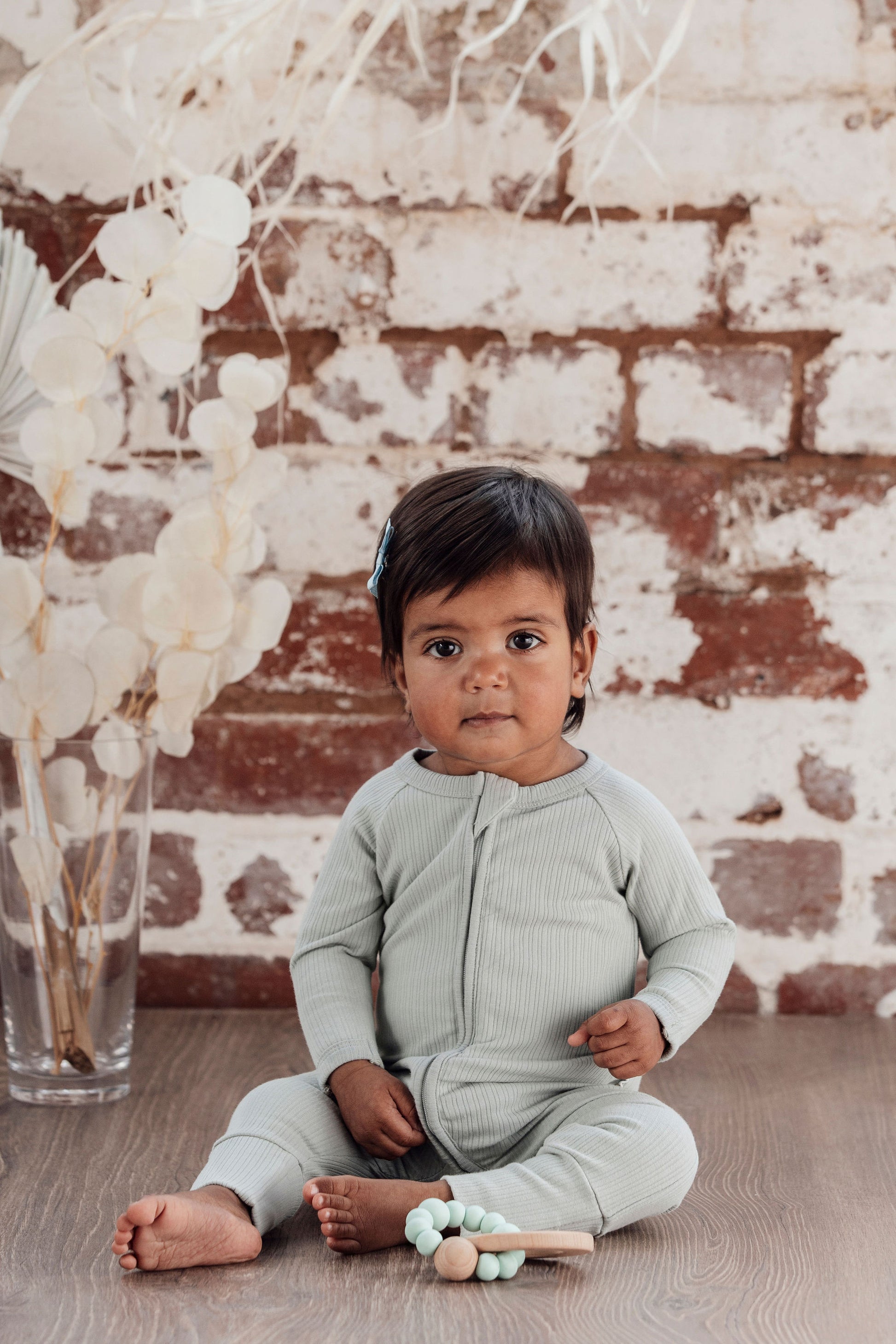 Payton Romper - Ribbed Sage Green - Indigo & Lellow Store