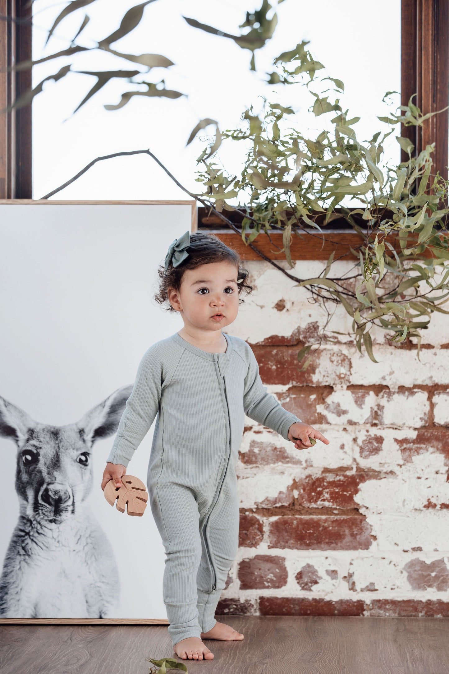 Payton Romper - Ribbed Sage Green - Indigo & Lellow Store