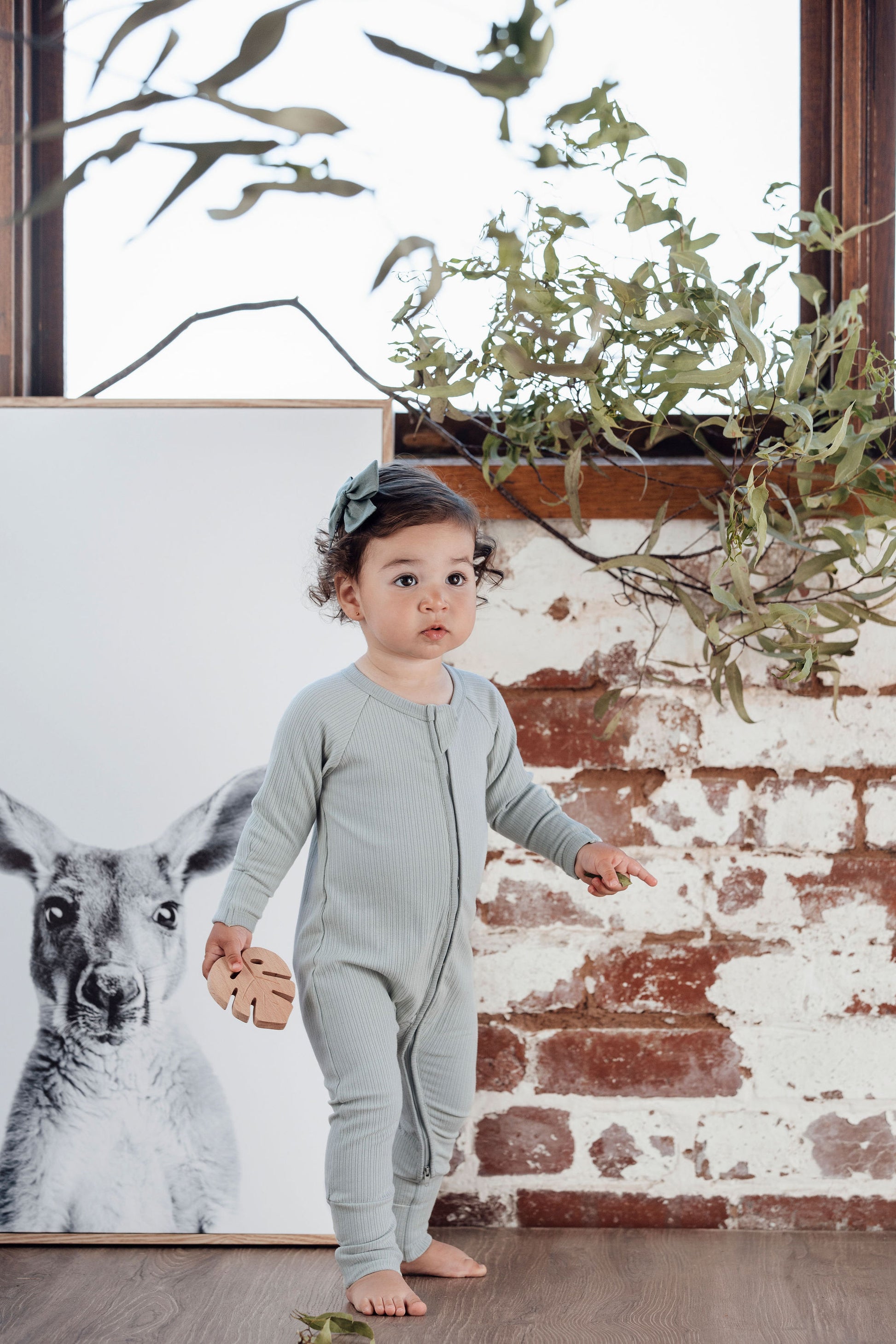 Payton Romper - Ribbed Sage Green - Indigo & Lellow Store