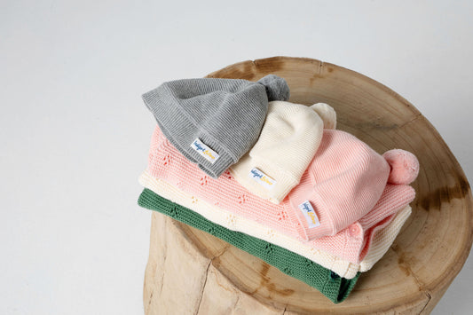 Pom Pom Knit Beanie - Light Pink - Indigo & Lellow Store