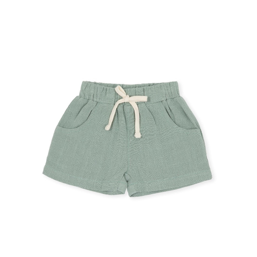 Leo Linen Blend Shorts - Green - Indigo & Lellow Store