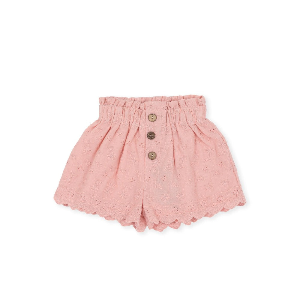 Isla Broderie Shorts - Pink - Indigo & Lellow Store