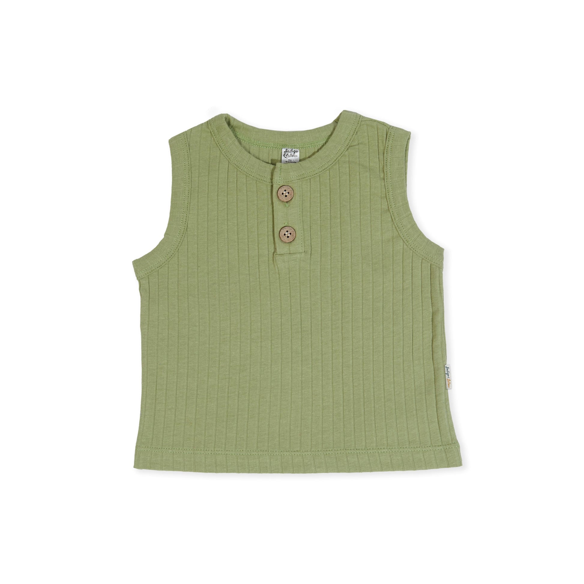 Ollie Singlet - Rib Fern Green - Indigo & Lellow Store