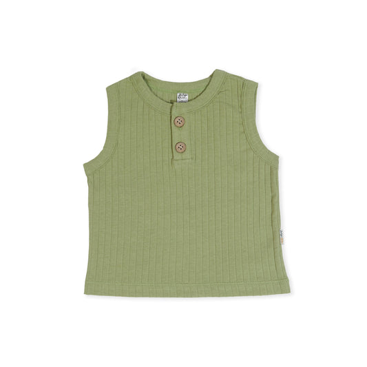 Ollie Singlet - Rib Fern Green - Indigo & Lellow Store